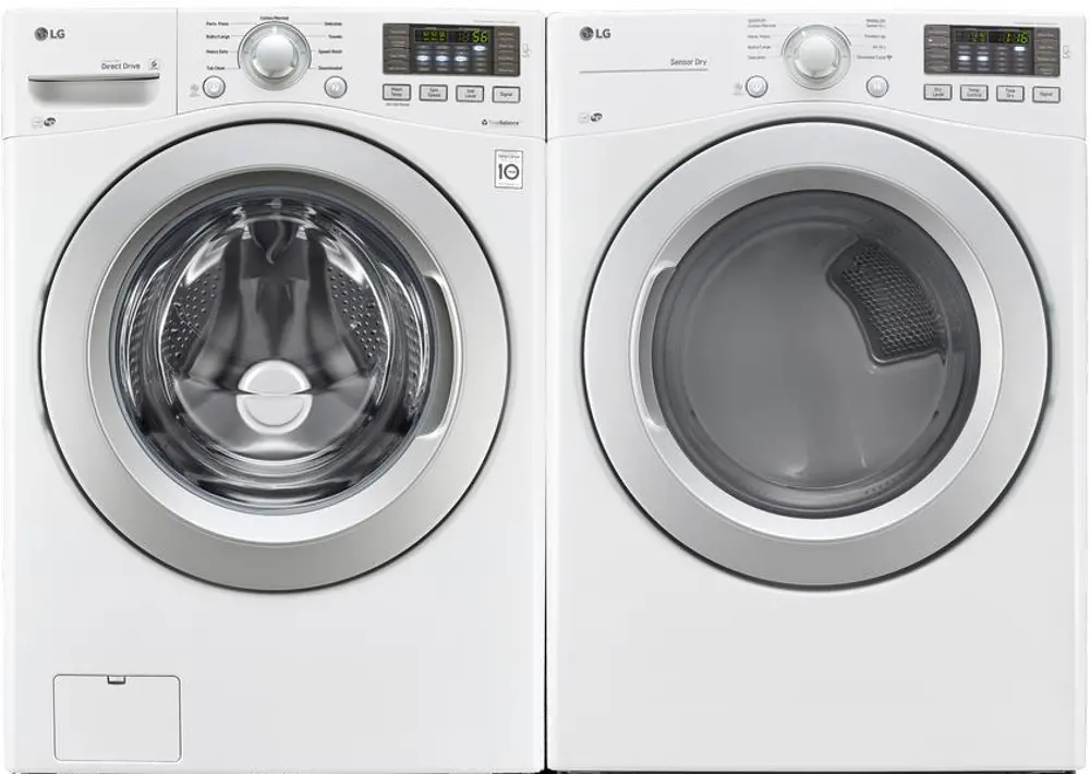 .LG-3270-W/W-ELE-PR LG Front Load Washer and Electric Dryer Pair - White-1