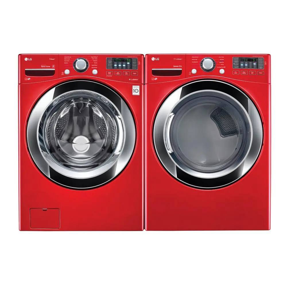 KIT LG Front Load Washer and Electric Dryer Pair - Red-1