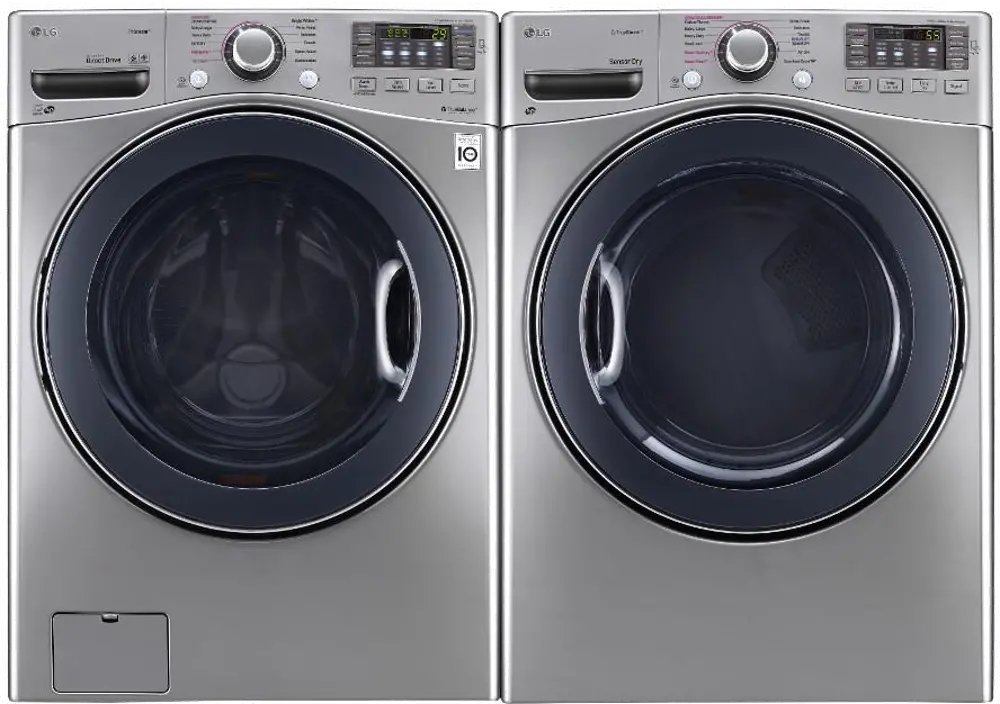 .LG-3770-GRS-ELE-PR LG Front Load Washer and Dryer Set with TurboWash and Steam - Graphite Steel Electric-1