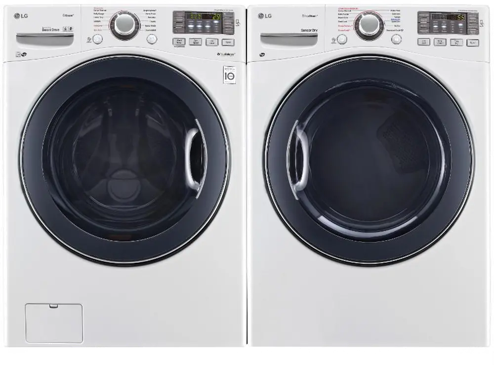 KIT LG Front Load Washer with TurboWash and Dryer Set - White Electric-1