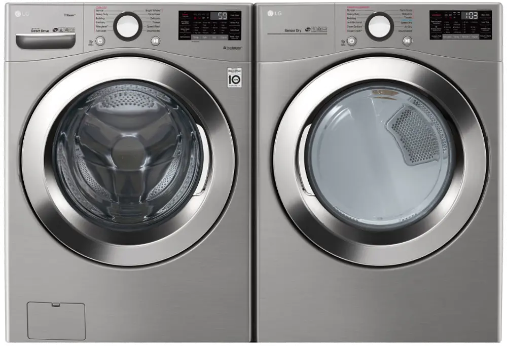 .LG-3700-GRS-ELE-PR LG Ultra Large Capacity Front Load Washer and Dryer Set - Graphite Steel Electric-1