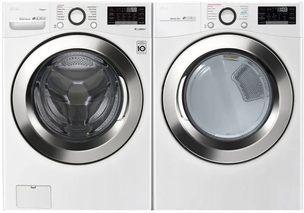 .LG-3700-W/W-ELE-PR LG Front Load Washer and Dryer Laundry Pair with SmartThinQ - White Electric-1