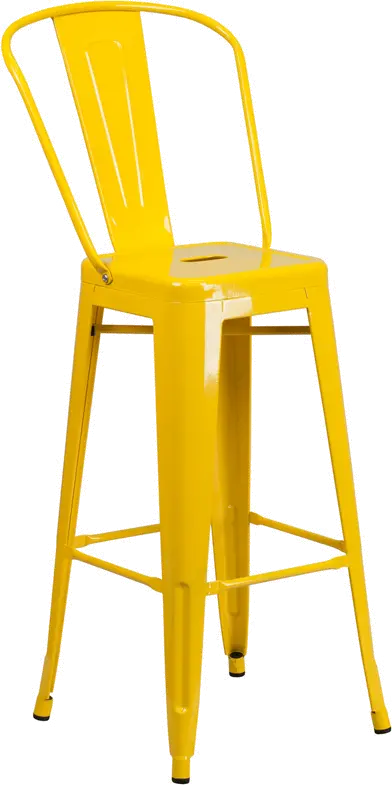 High Back Yellow Indoor-Outdoor Metal Bar Stool - Bistro