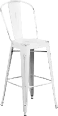 High Back 30  Distressed White Metal Indoor-Outdoor Barstool