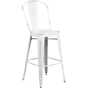 Distressed white discount metal bar stools