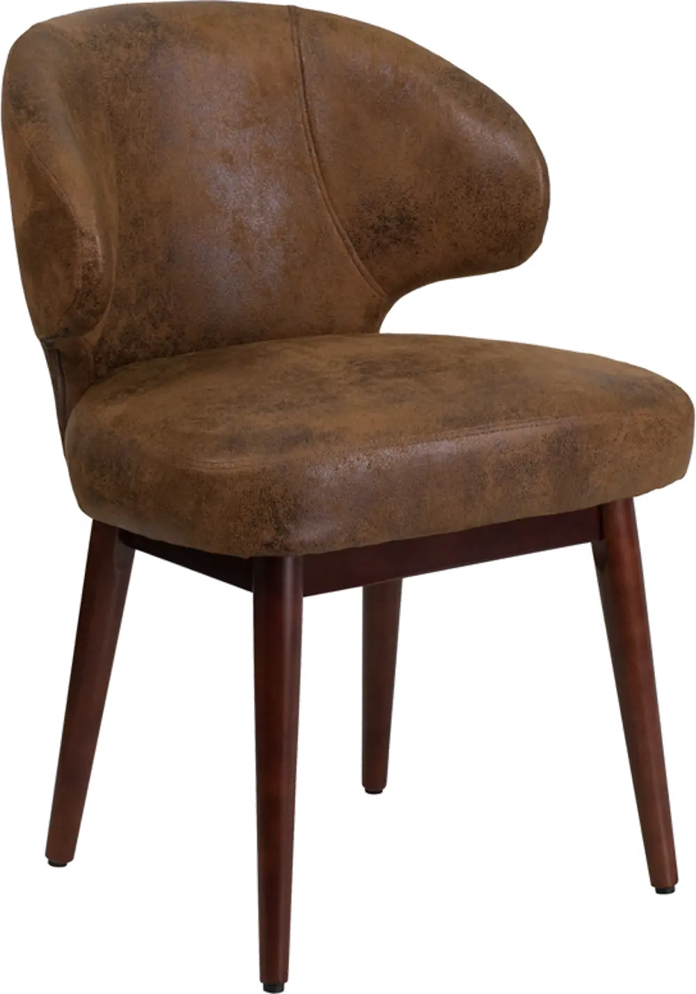 Small Vintage Brown Microfiber Accent Chair-1