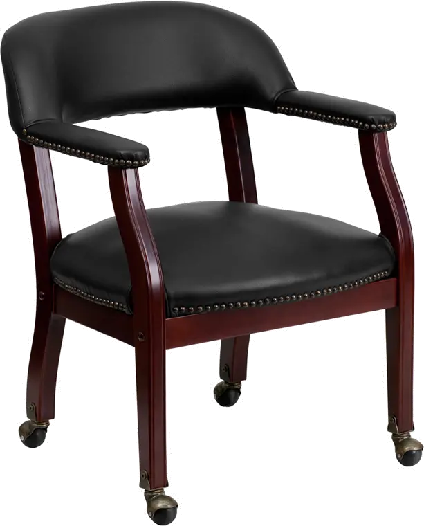 B-Z100-BLACK-GG Black Vinyl Accent Chair with Casters sku B-Z100-BLACK-GG