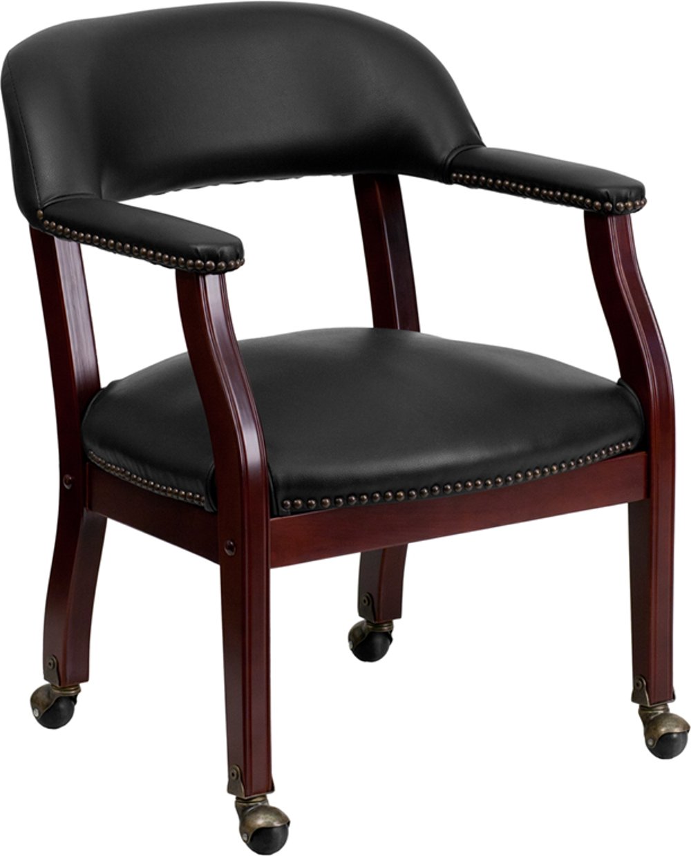 Black Vinyl Accent Chair with Casters