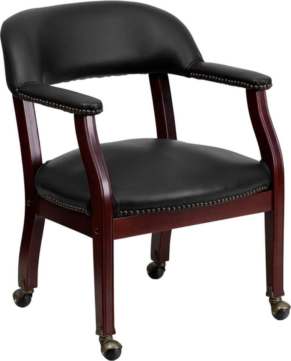 Black Vinyl Accent Chair with Casters-1