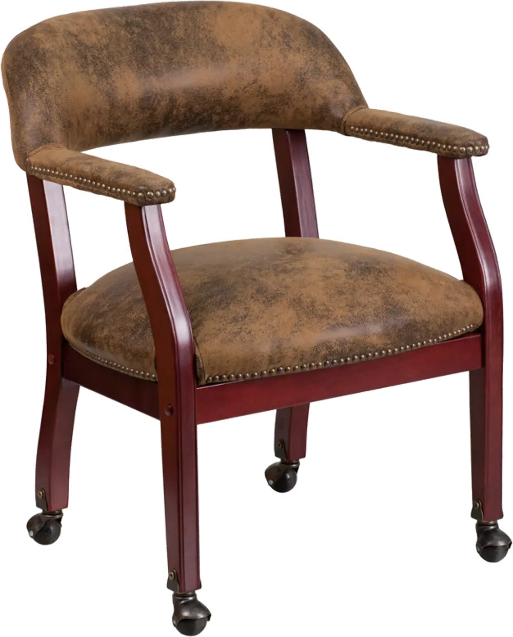Vintage Brown Microfiber Accent Chair with Casters-1