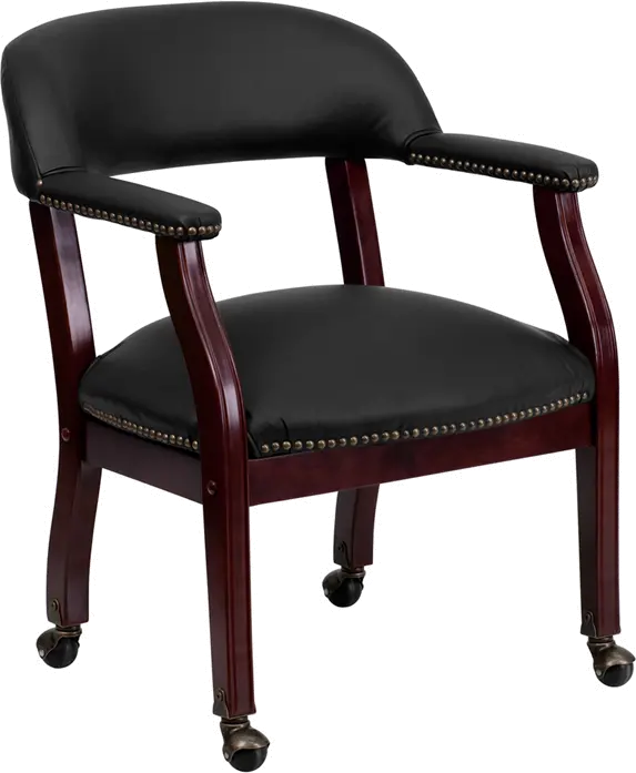 B-Z100-LF-0005-BK-LEA-GG Black Leather Accent Chair with Casters sku B-Z100-LF-0005-BK-LEA-GG