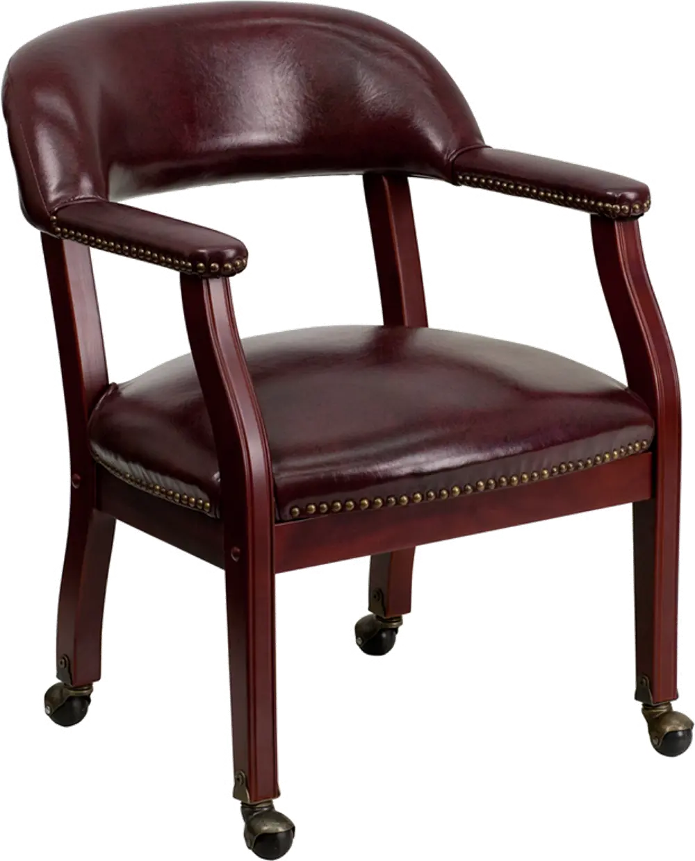 Oxblood Accent Chair with Casters-1