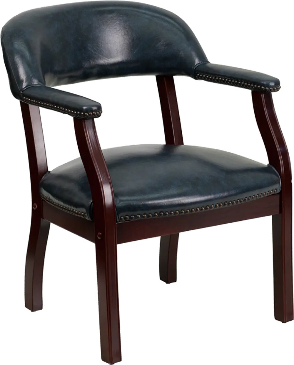 Sophisticated Blue Vinyl Accent Chair-1