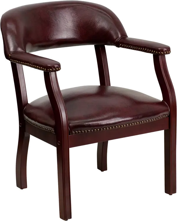 Sophisticated Burgundy Vinyl Accent Chair