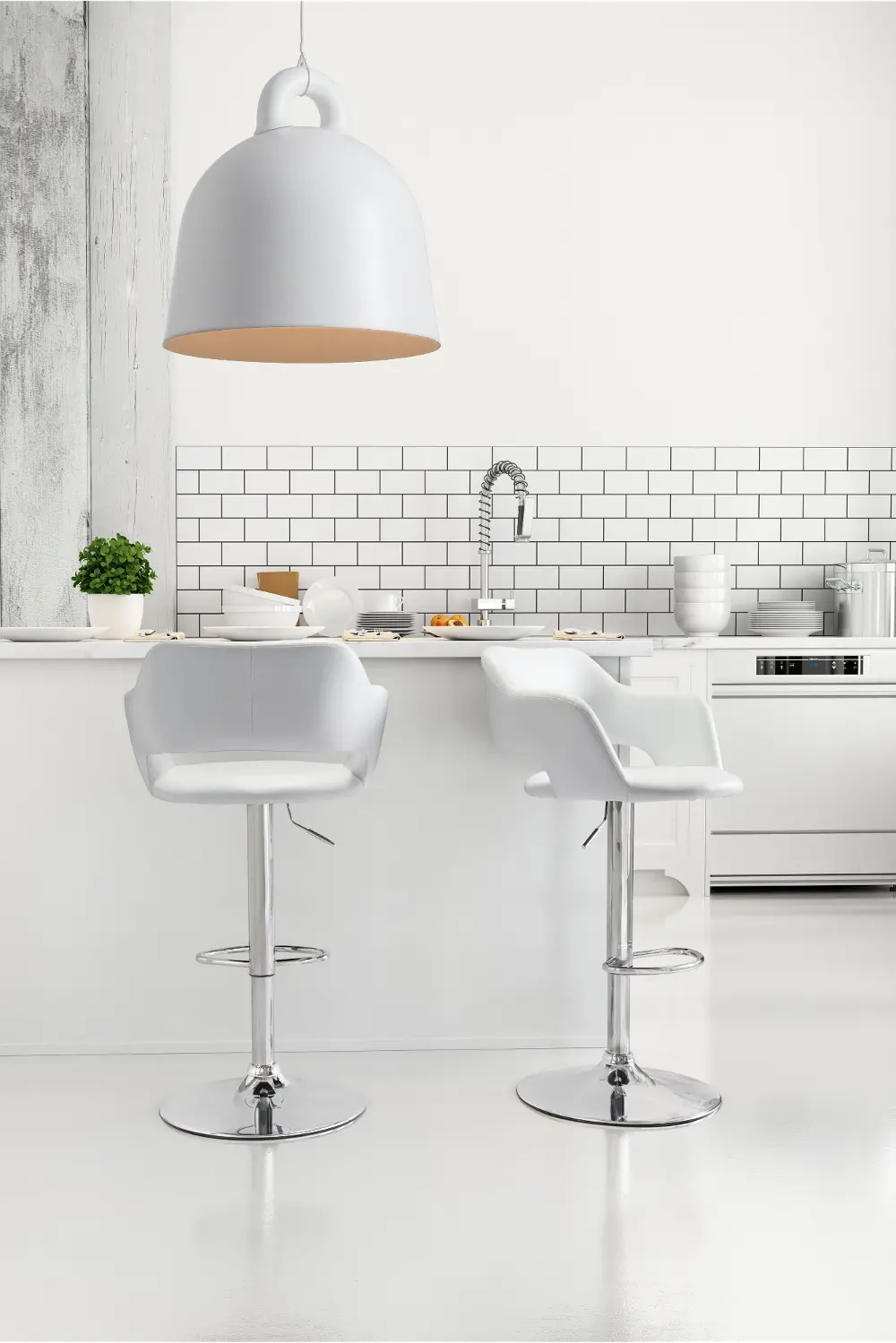 White Leatherette Bar Stool - Hyster-1