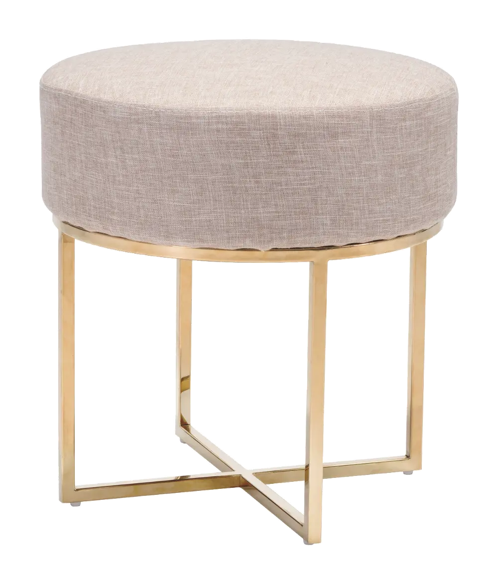 Modern Beige and Stainless Steel Stool - Bon-1