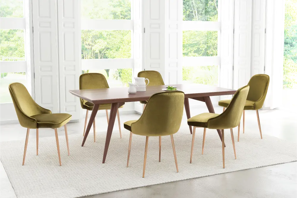 Green Velvet Dining Room Chair - Merritt-1
