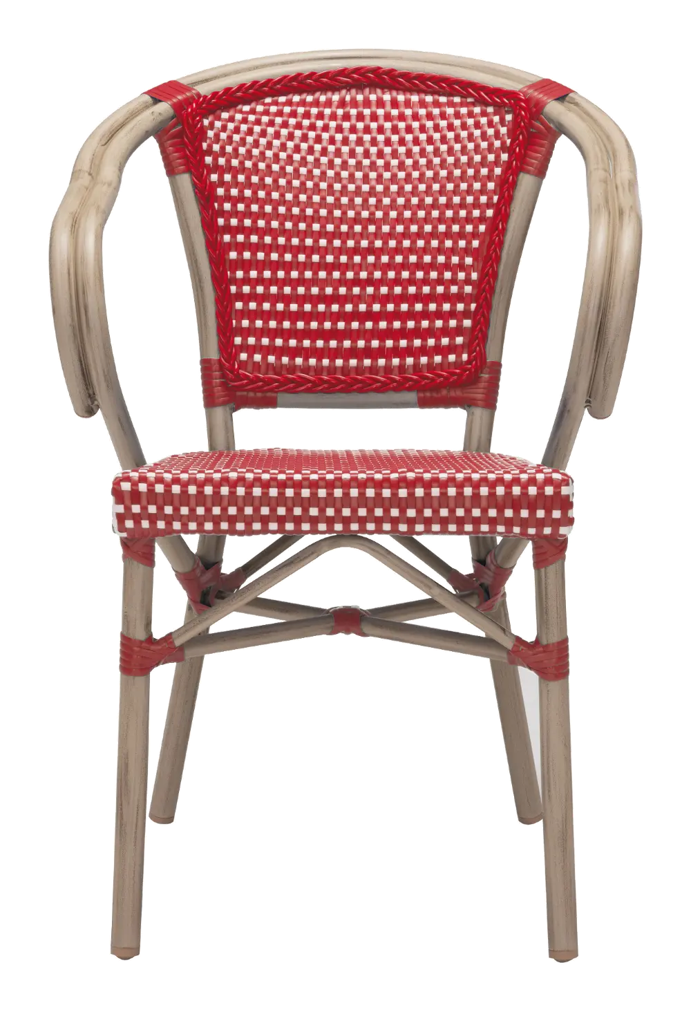 Set of 2 Red and White Outdoor Patio Dining Chairs - Paris-1