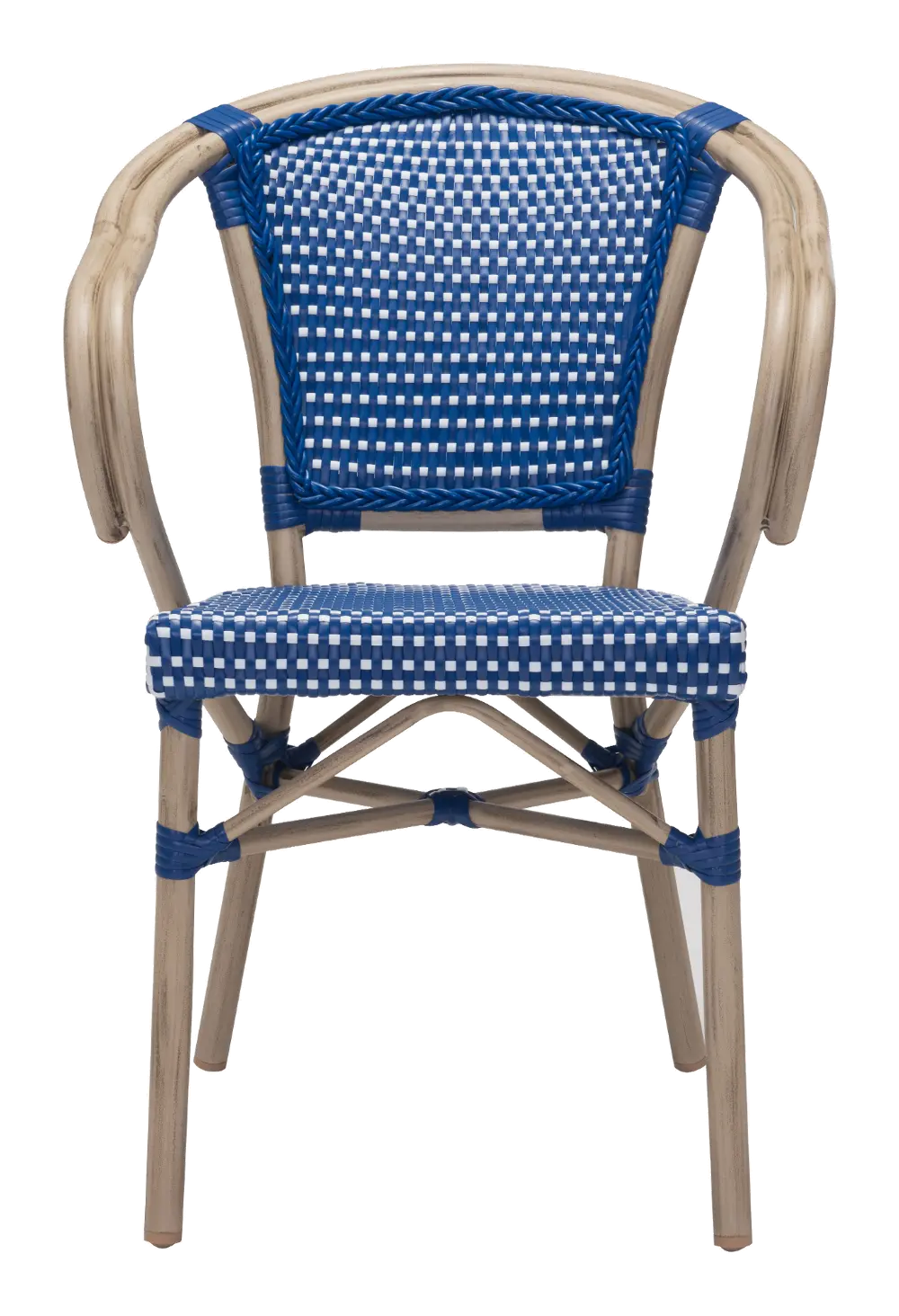 Set of 2 Blue and White Outdoor Patio Dining Chairs - Paris-1