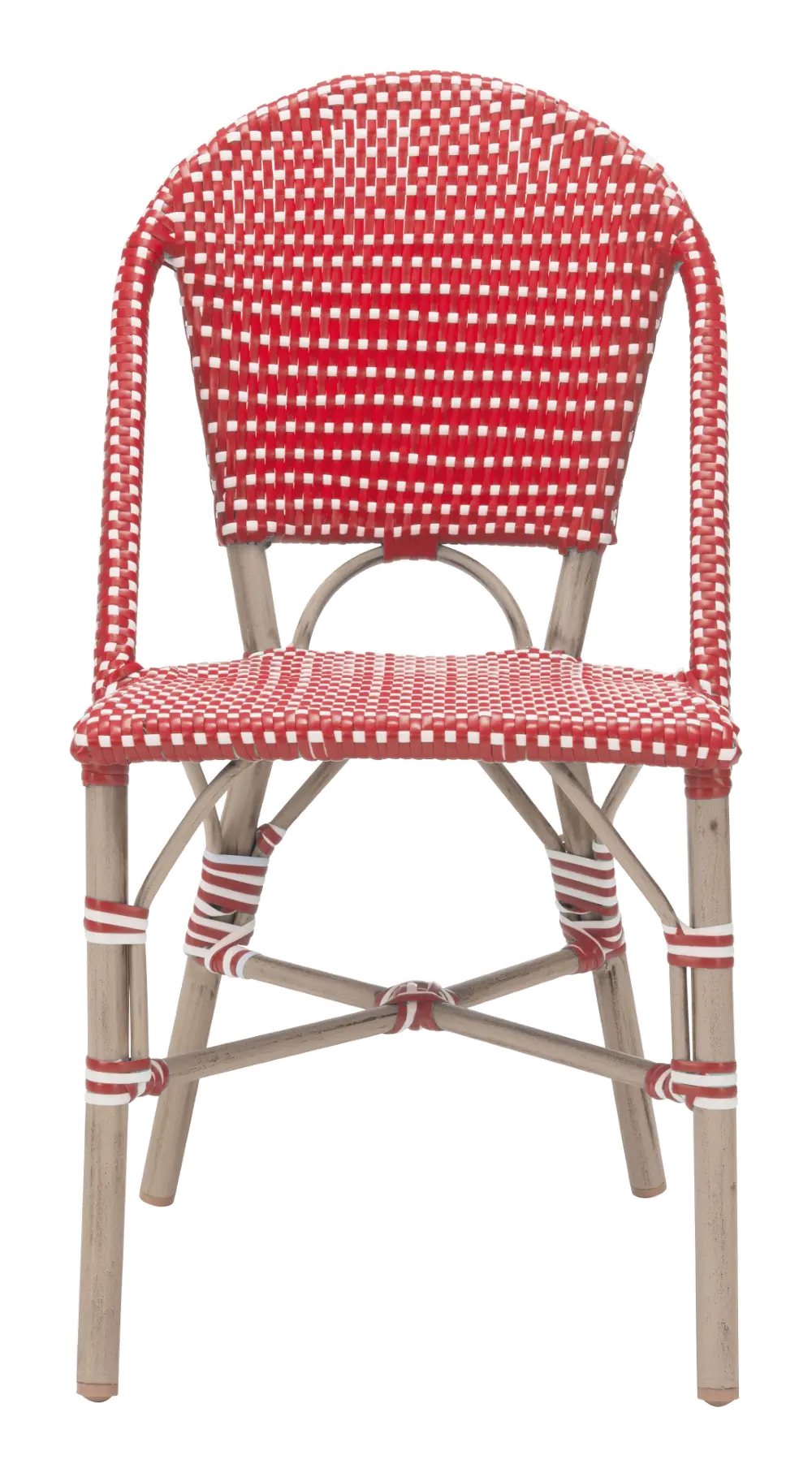 Set of 2 Red and White Outdoor Patio Chairs - Paris-1