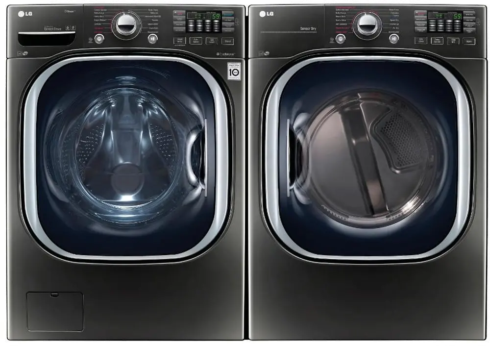 KIT LG Front Load Washer and Dryer Set - Black Stainless Steel Electric-1
