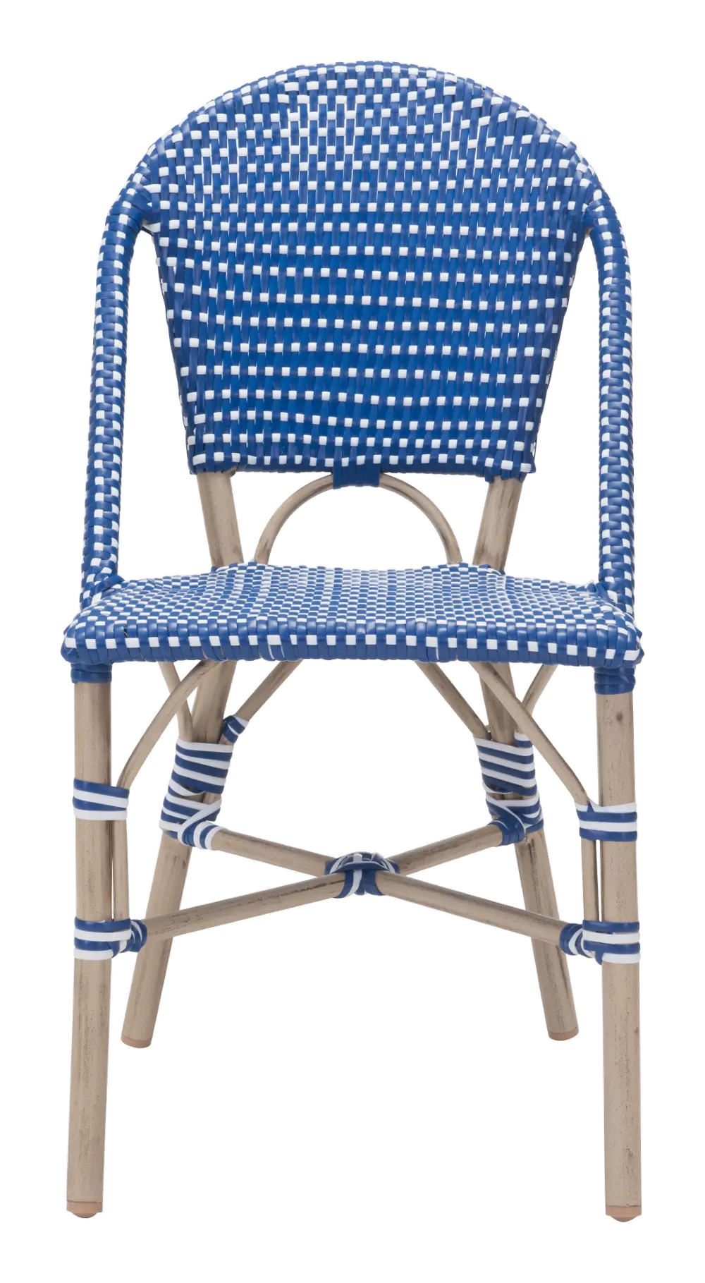 Set of 2 Blue and White Outdoor Patio Chairs - Paris-1