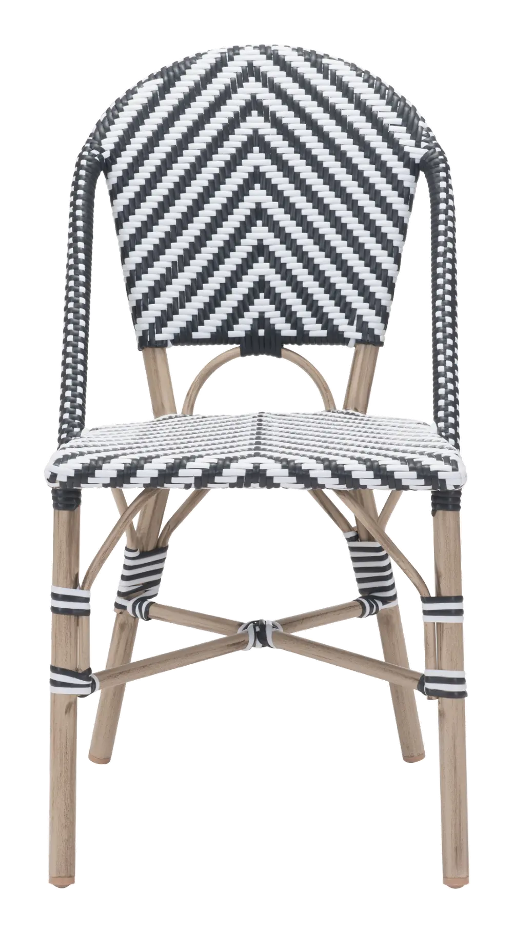 Set of 2 Black and White Outdoor Patio Chairs - Paris-1