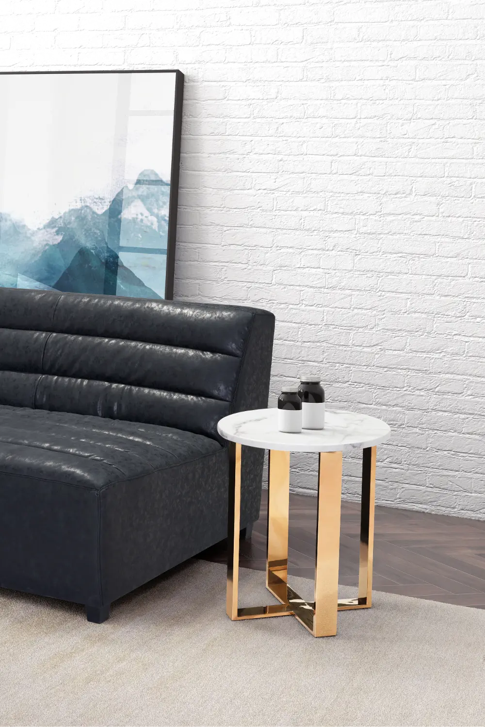 Modern Marble and Gold End Table - Atlas-1