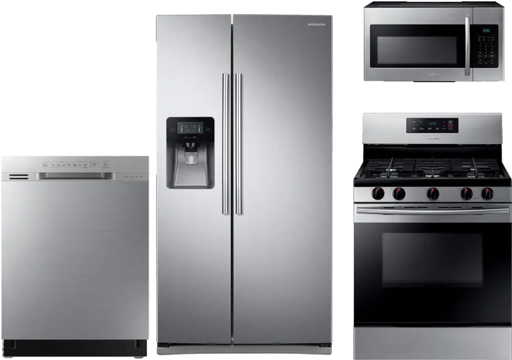 KIT Samsung 4 Piece Kitchen Appliance Package with Gas Range 5.8 cu. ft. - Stainless Steel-1