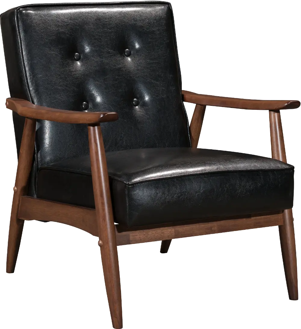 Black Leatherette Accent Chair - Rocky-1