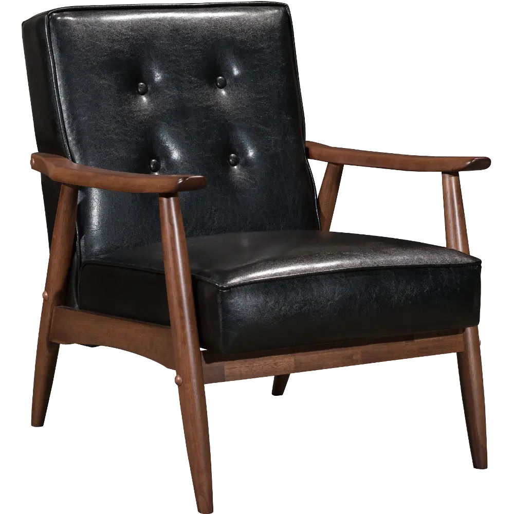 Black Leatherette Accent Chair - Rocky-1