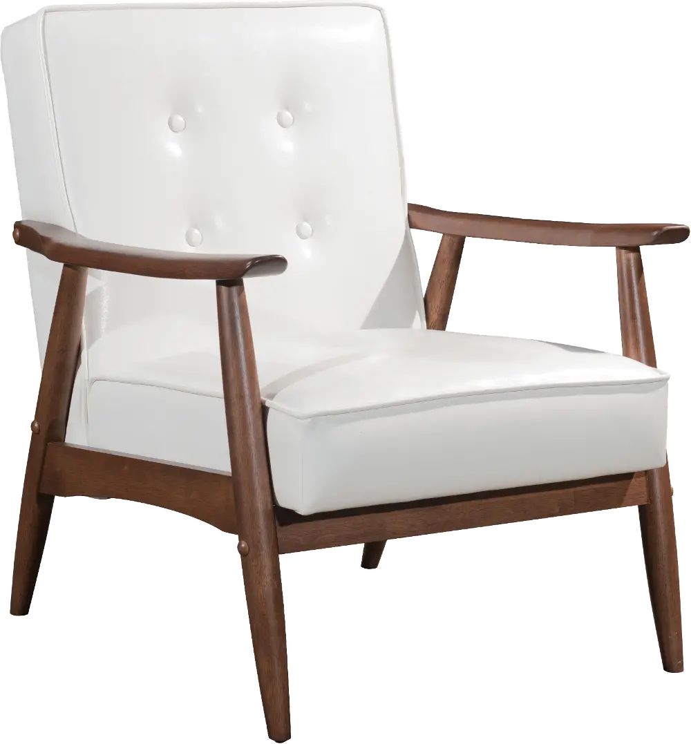White Leatherette Accent Chair - Rocky-1