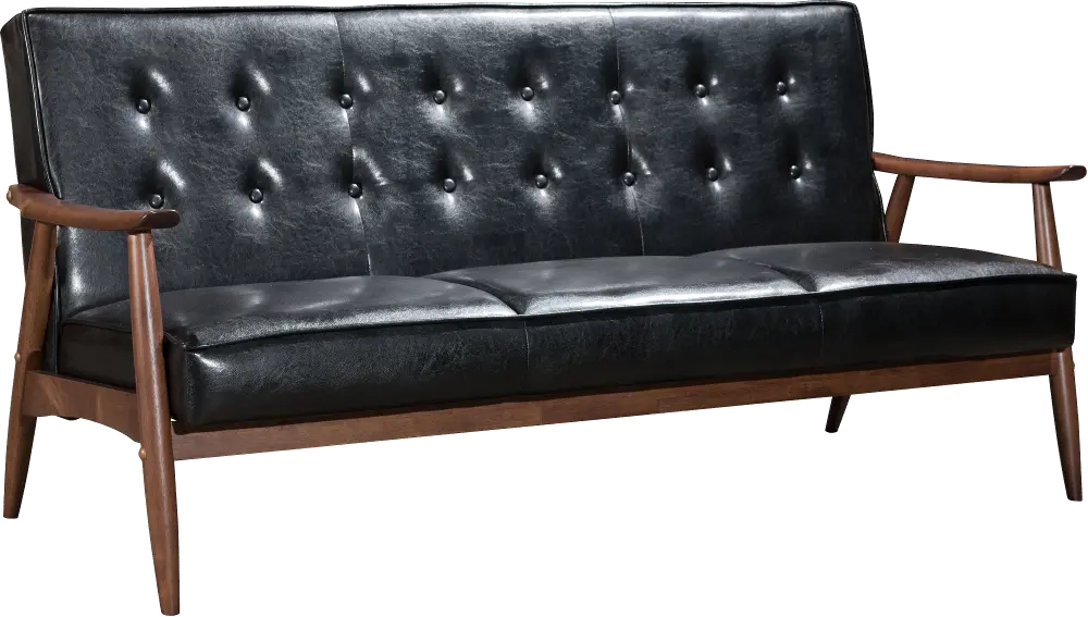 Black Leatherette Sofa - Rocky-1