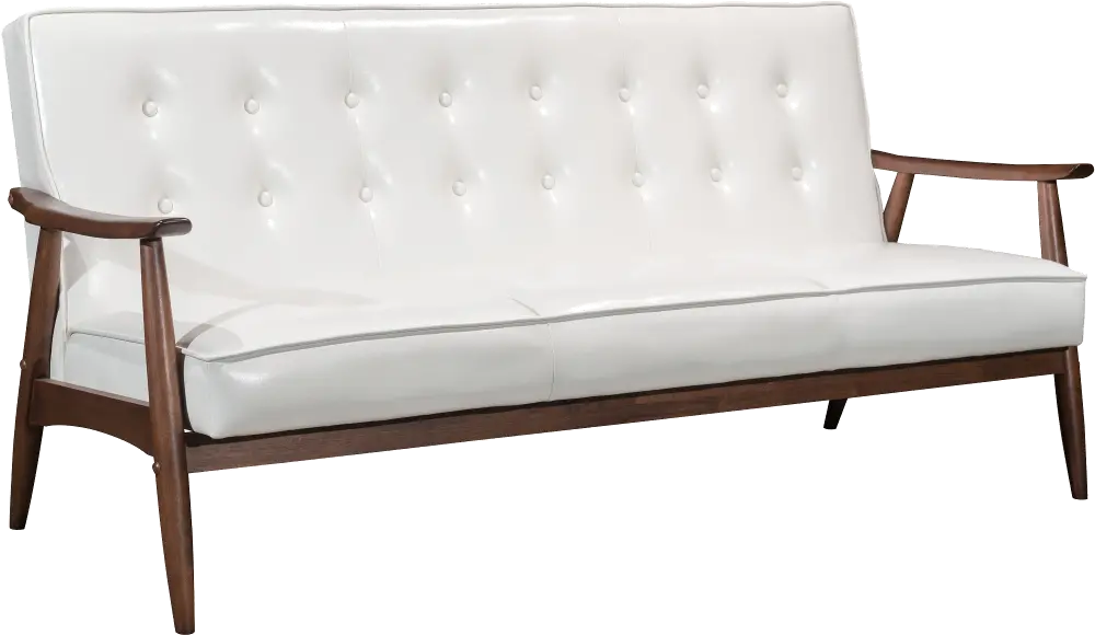White Leatherette Sofa - Rocky-1