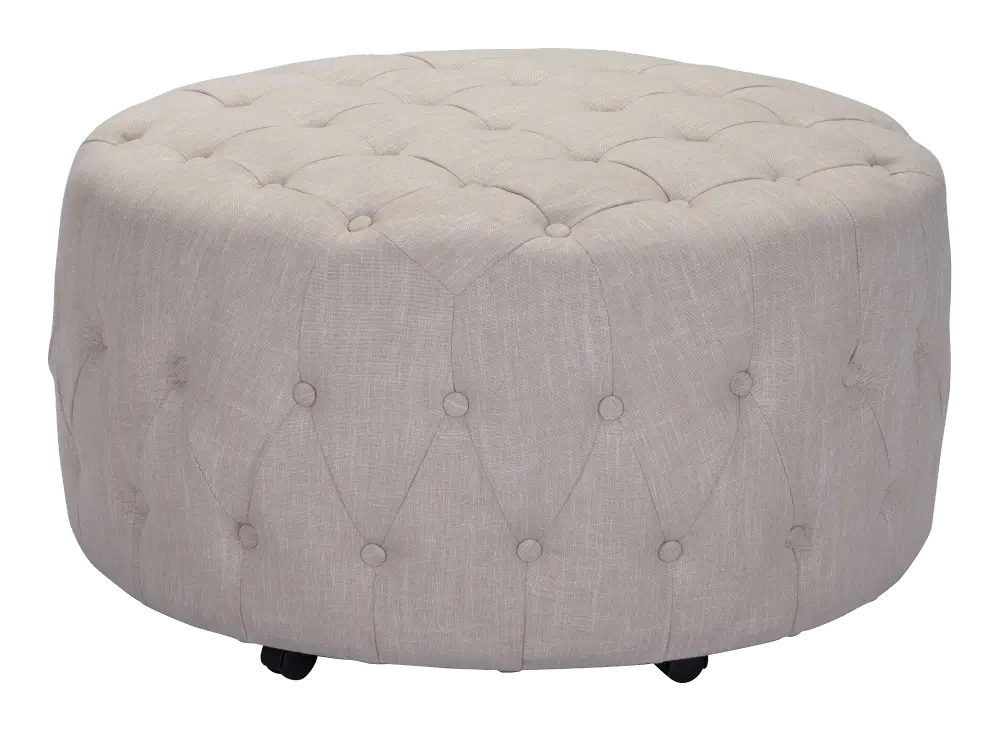 Contemporary Beige Tufted Ottoman - Neal-1