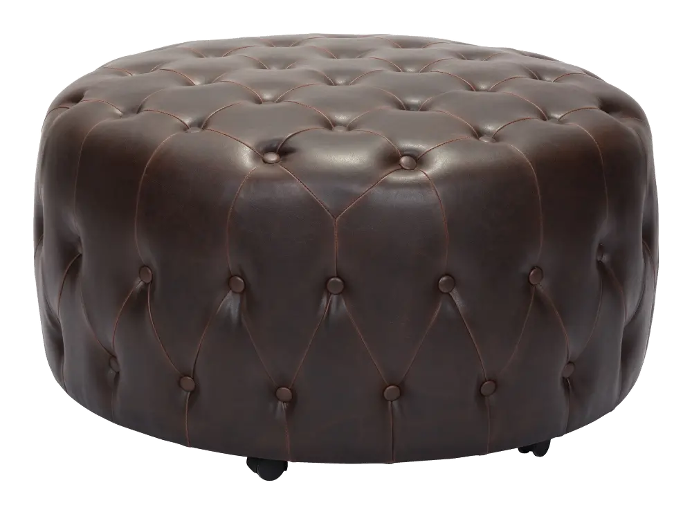 Contemporary Brown Tufted Ottoman - Neal-1