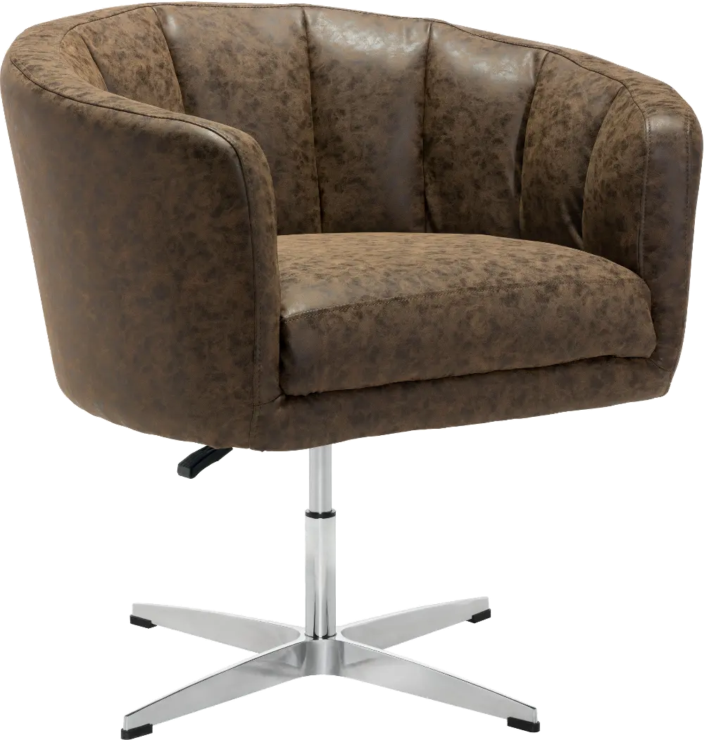 Vintage Modern Coffee Brown Swivel Lounge Chair - Wilshire-1