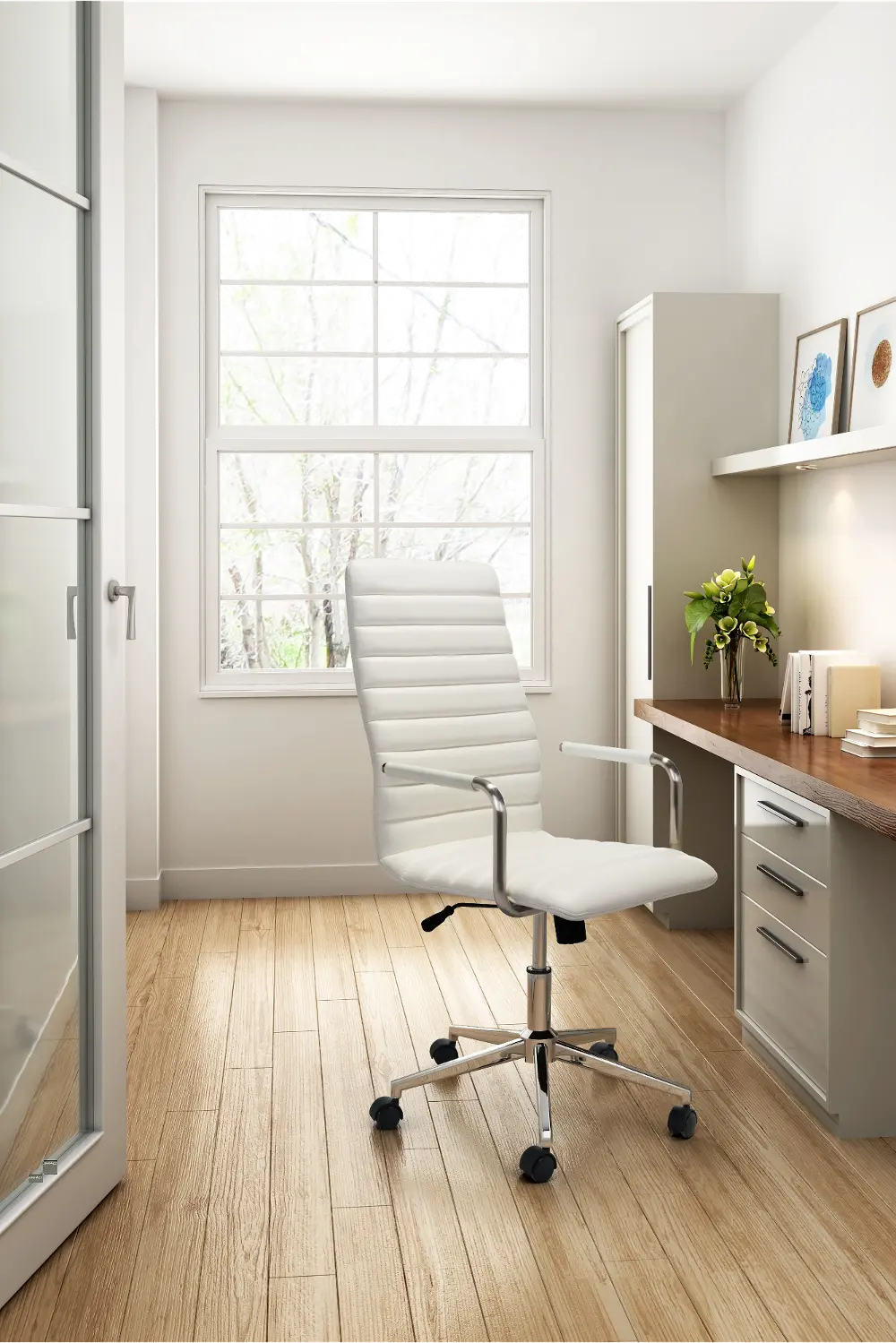 High Back White Office Chair - Pivot-1