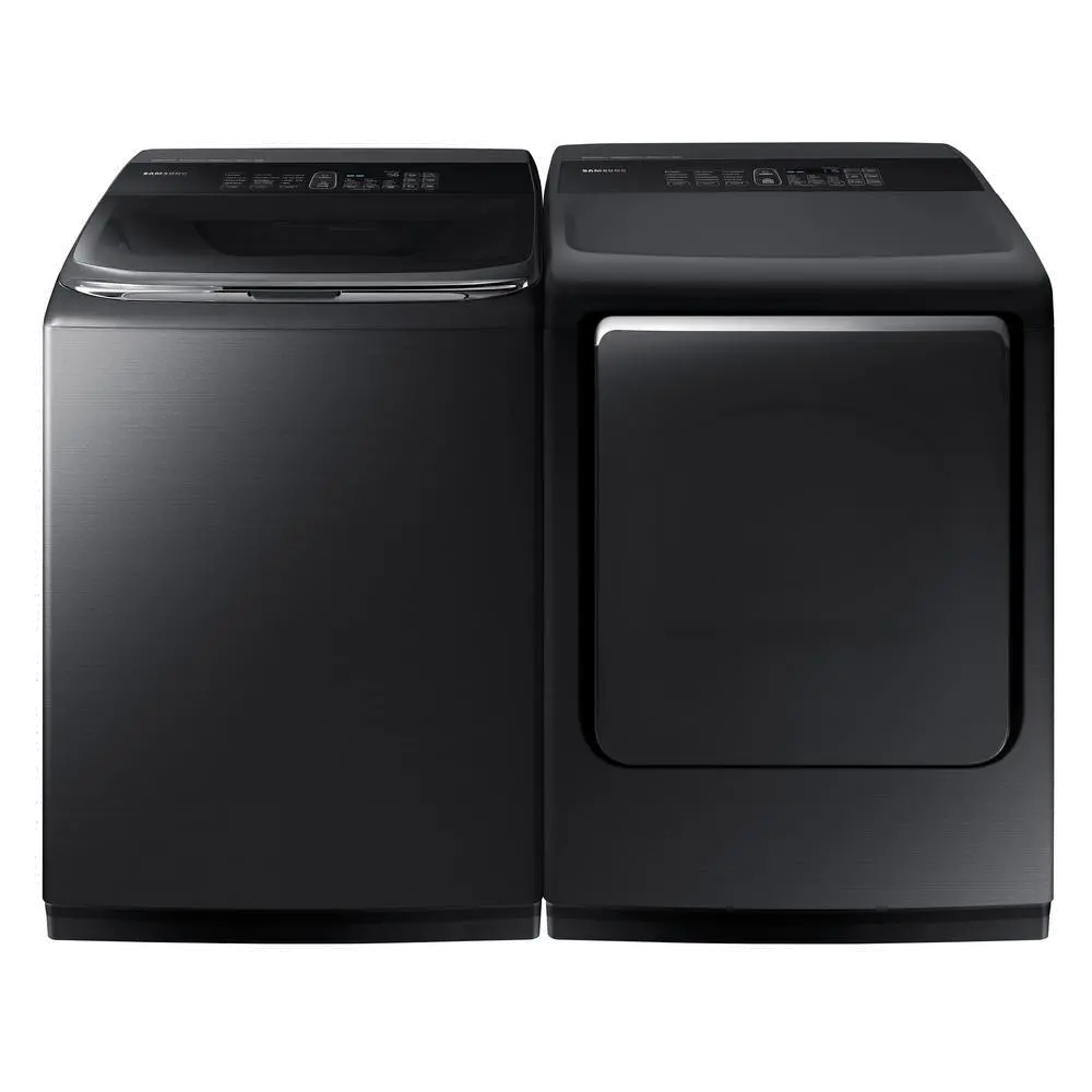 KIT Samsung Top Load Washer and Sensor Dryer Set - Black Stainless Steel Electric-1