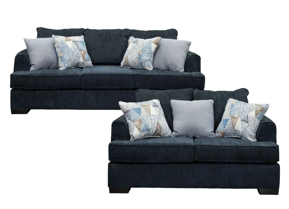 Contemporary Baltic Blue 2 Piece Living Room Set - Lansing-1