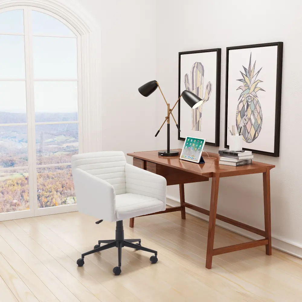 White Cushioned Office Chair - Bronx-1