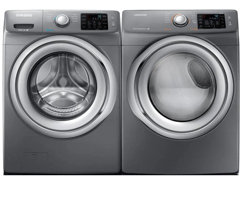 KIT Samsung Front Load Washer and Electric Dryer Set - Platinum Silver-1