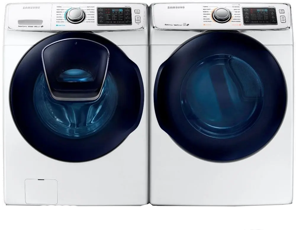 KIT Samsung Front Load Washer and Dryer Laundry Set - White Electric-1
