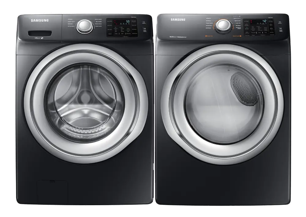 KIT Samsung Front Load Washer and Dryer Set - Black Stainless Steel Gas-1