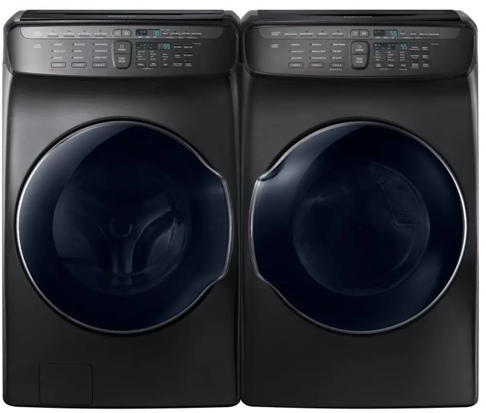 KIT Samsung Front Load Washer and Dryer Set - Black Stainless Steel Electric-1