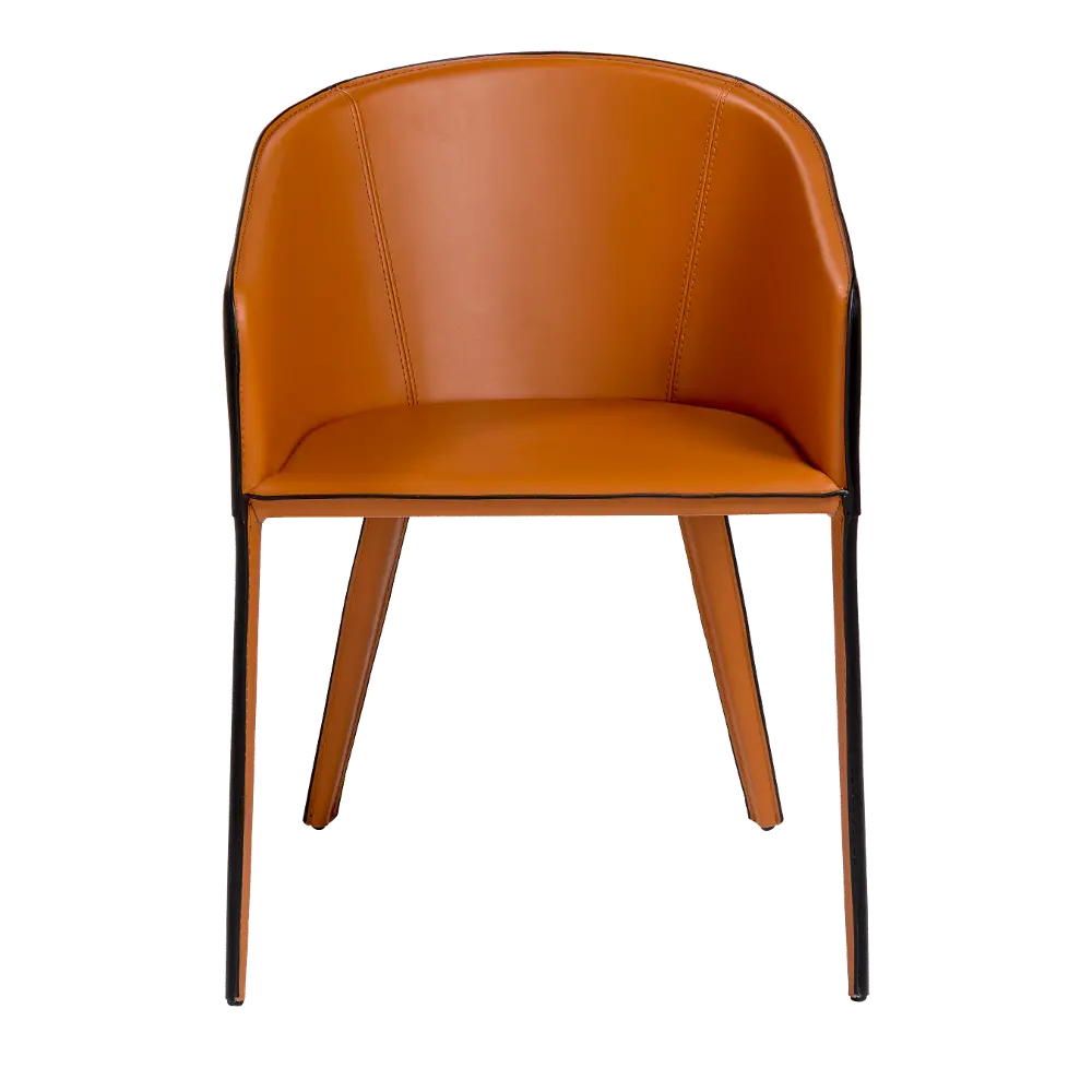 Cognac Brown and Black Leather Dining Chair - Pallas-1