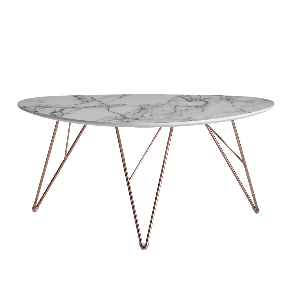 Simple Marble and Gold Coffee Table - Enzi-1