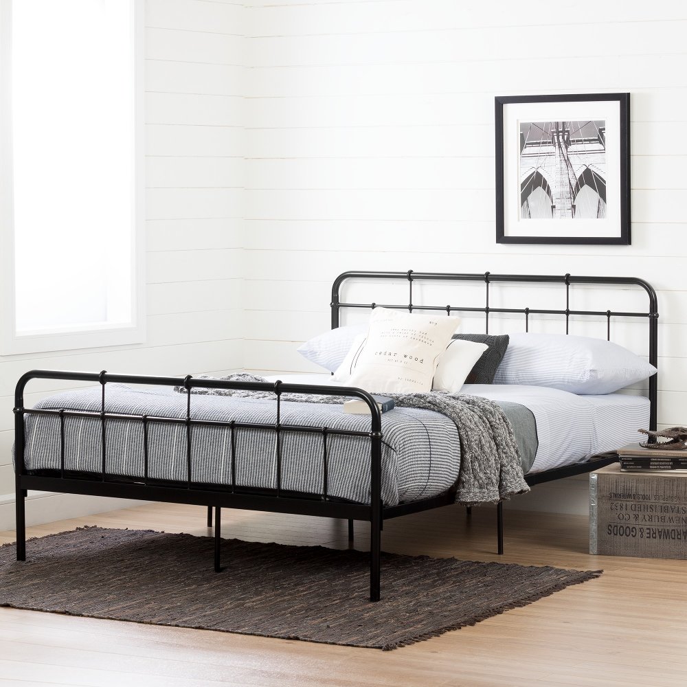 Versa Black Industrial Metal Queen Platform Bed - South Shore