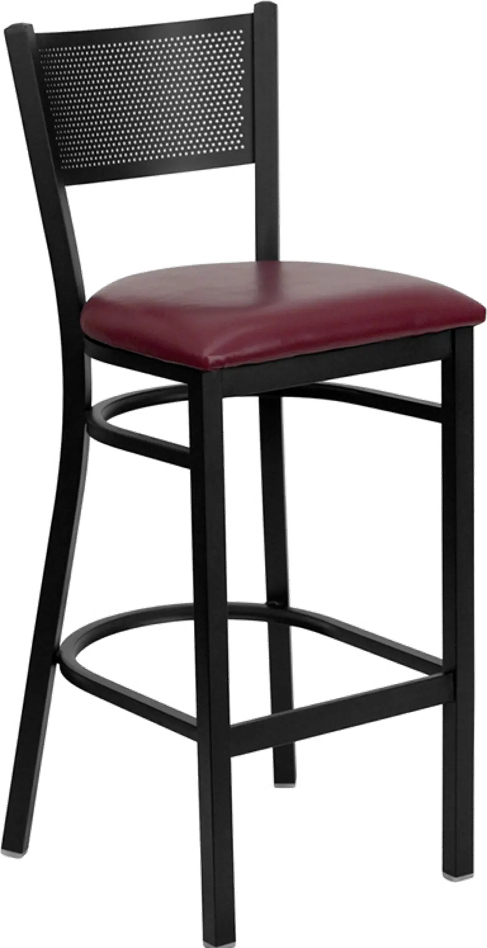 Gridback Burgundy and Black Commercial Bar Stool-1