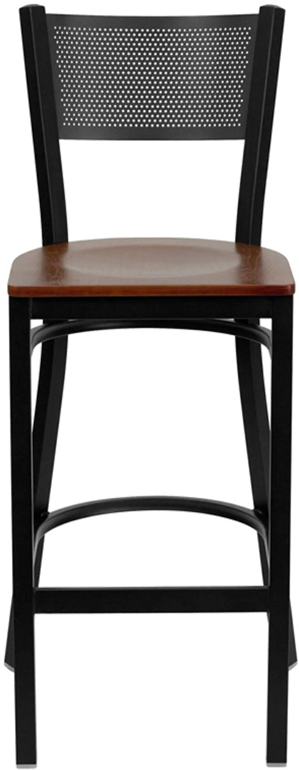 Gridback Cherry and Black Metal Commercial Bar Stool-1
